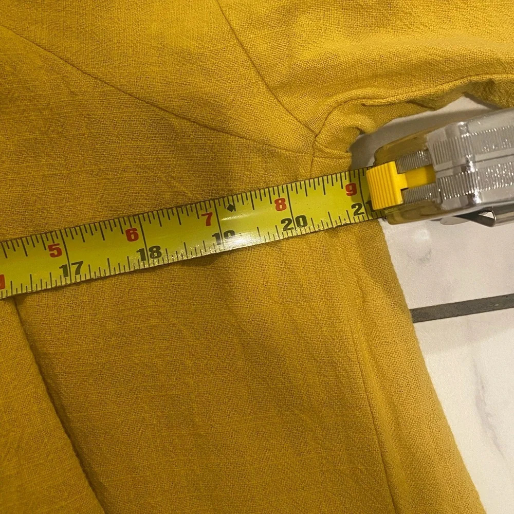 Umgee boutique a-line straight dress mustard yellow gold lacy crocheted sleeve - Picture 6 of 8